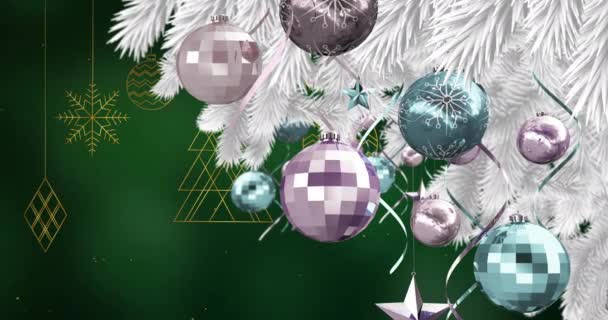 Animazione Addobbi Natalizi Sull Albero Natale Natale Tradizione Concetto Celebrazione — Video Stock