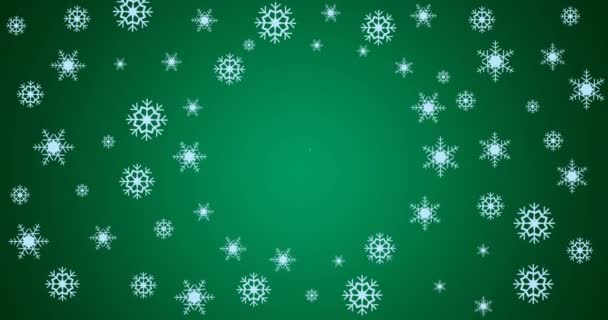 Animación Copos Nieve Felicitaciones Navideñas Sobre Fondo Verde Navidad Tradición — Vídeo de stock