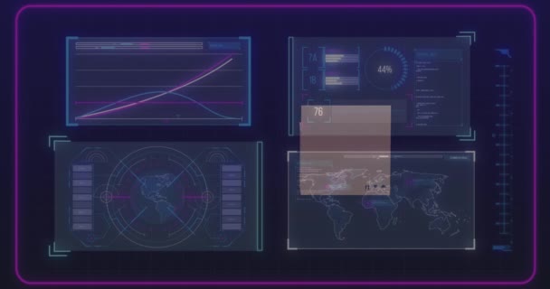 Animación Del Procesamiento Datos Pantallas Sobre Cajas Cartón Envío Global — Vídeos de Stock