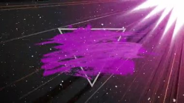 Mor şekillerin ve mor arka planda hareket eden üçgenin animasyonu. Noel, gelenek ve kutlama konsepti dijital olarak oluşturuldu.