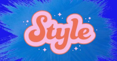 Mavi arkaplanda pembe harflerle stil metninin animasyonu. Sosyal medya ve iletişim arayüzü kavramı dijital olarak oluşturulmuş video.