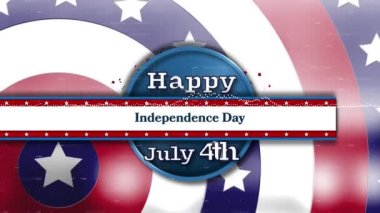 Bağımsızlık Günü Animasyonu, Amerika bayrağı üzerine yazılmış bir metin. Amerikan vatanseverliği, bağımsızlık ve kutlama konsepti dijital olarak oluşturulmuş video.