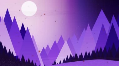 Kırmızı noktaların üzerine düşen ren geyikleri ve mor üzerine düşen ay olan Noel Baba 'nın animasyonu. Noel, gelenek ve kutlama konsepti dijital olarak oluşturuldu.