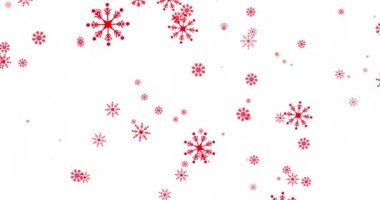 Yılbaşı ağaçlarının ve dekorasyonların üzerine yağan kar animasyonu. Noel, gelenek ve kutlama konsepti dijital olarak oluşturuldu.