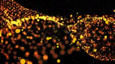 Siyah arka planda hareket eden ren geyiğinin üzerindeki sarı noktaların animasyonu. Noel, gelenek ve kutlama konsepti dijital olarak oluşturuldu.