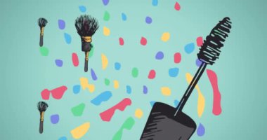 Yeşil arka planda siyah rimel animasyonu. moda ve aksesuarlar arka plan desen kavramı dijital olarak oluşturulmuş video.