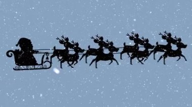 Noel Baba 'nın üzerine ren geyiğiyle birlikte kızakla düşen karların canlandırması. Noel, gelenek ve kutlama konsepti dijital olarak oluşturuldu.