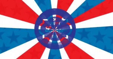 İşçi Bayramı 'nın animasyonu Amerika bayrağının üstünde. Amerikan vatanseverliği, bağımsızlık ve kutlama konsepti dijital olarak oluşturulmuş video.