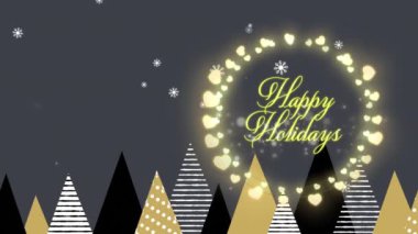 Peri ışıklarındaki yılbaşı kutlamalarının animasyonu Noel ağacı arkaplanındaki çerçevede. Noel, kış, gelenek ve kutlama konsepti dijital olarak oluşturulmuş video.