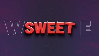 Parlayan arka planda tatlı metin animasyonu. Video oyunu, eğlence ve dijital arayüz kavramı dijital olarak oluşturuldu.