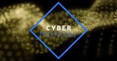 Siyah arka planda altın dalgası üzerinde siber para mesajı animasyonu. Alışveriş ve perakende konsepti dijital olarak oluşturulmuş video.