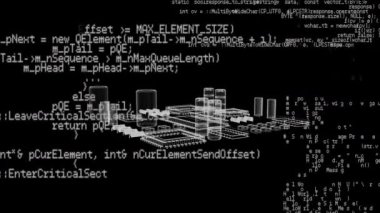 Bilgisayar işlemcisi üzerinden veri işleme animasyonu. küresel veri işleme, teknoloji ve dijital arayüz dijital olarak oluşturulmuş video.