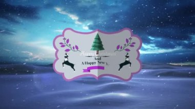 Kış manzarasında noel kutlamalarının animasyonu. Noel, kış, gelenek ve kutlama konsepti dijital olarak oluşturulmuş video.