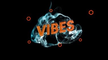 Parlayan dalgalar ve geometrik şekiller üzerinde titreşimlerin animasyonu. Video oyunu, eğlence ve dijital arayüz kavramı dijital olarak oluşturuldu.