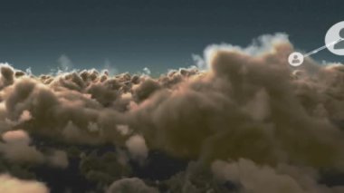 Bulutların üzerindeki insanlarla simge bağlantılarının animasyonu. küresel bağlantılar, dijital arayüz ve teknoloji konsepti dijital olarak oluşturulmuş video.