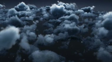 Bulutlu gökyüzüne düşen karın animasyonu. Noel, gelenek ve kutlama konsepti dijital olarak oluşturuldu.