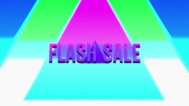Hareketli renkli arkaplan üzerinde flash satış metninin canlandırması. perakende ve alışveriş konsepti dijital olarak oluşturulmuş video.