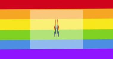 Gökkuşağı çizgileri üzerinde gökkuşağı bayraklarının animasyonu. lgbtq gurur ve eşitlik kutlaması konsepti dijital olarak oluşturulmuş video.