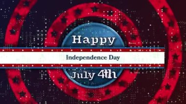 Bağımsızlık Günü Animasyonu, Amerika bayrağı üzerine yazılmış bir metin. Amerikan vatanseverliği, bağımsızlık ve kutlama konsepti dijital olarak oluşturulmuş video.
