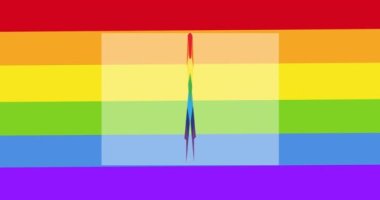 Gökkuşağı çizgileri üzerinde gökkuşağı kurdelesinin animasyonu. lgbtq gurur ve eşitlik kutlaması konsepti dijital olarak oluşturulmuş video.