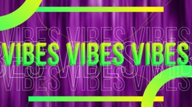 Parlayan mor çizgiler ve geometrik şekiller üzerinde titreşimlerin animasyonu. Video oyunu, eğlence ve dijital arayüz kavramı dijital olarak oluşturuldu.