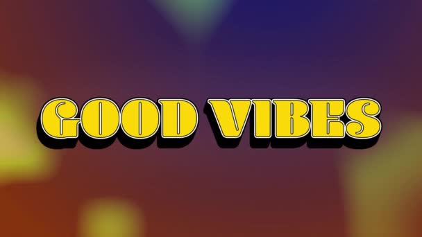 Animatie Van Goede Vibraties Tekst Gloeiende Bewegende Lichten Video Game — Stockvideo