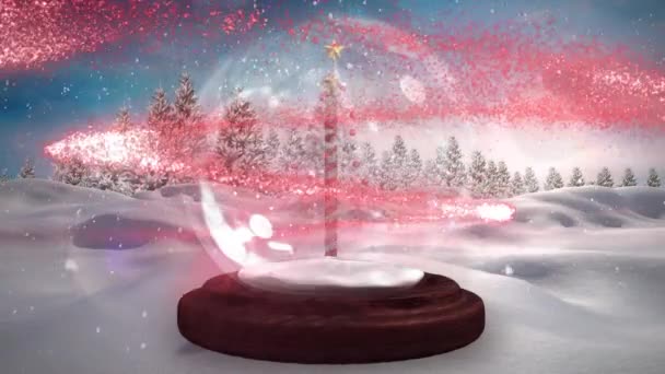 Kış Manzarasında Noel Kar Küresinin Animasyonu Noel Gelenek Kutlama Konsepti — Stok video