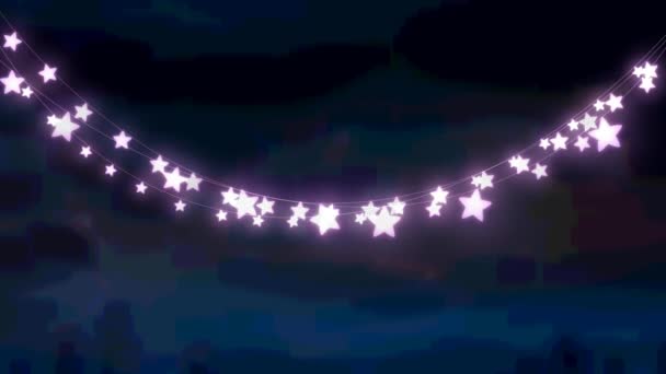 Animação Luzes Fadas Brilhantes Sobre Fundo Preto Natal Inverno Tradição — Vídeo de Stock