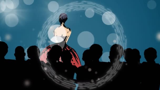 Animace Módní Kresby Modelu Lávce Módní Přehlídce Modrém Pozadí Módní — Stock video