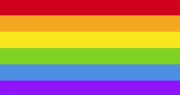 人間の頭と愛のプロフィールのアニメーションは虹の縞の上に愛のテキストです Lgbtq誇りと平等のお祝いの概念デジタル生成されたビデオ — ストック動画