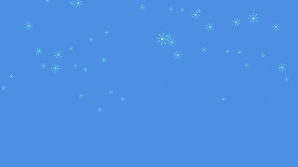 Цифровая Анимация Нескольких Иконок Снежинок Падающих Синий Фон Рождественский Праздник — стоковое видео