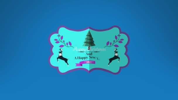Animation Des Weihnachts Logos Mit Weihnachtstext Auf Blauem Hintergrund Weihnachten — Stockvideo