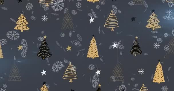 Animação Neve Caindo Sobre Árvores Natal Natal Inverno Tradição Conceito — Vídeo de Stock