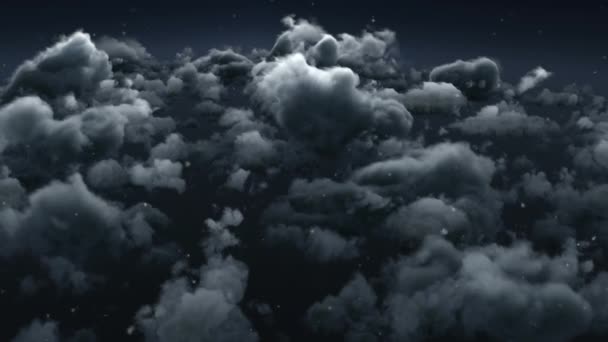 Cyfrowa Animacja Śniegu Padającego Szare Chmury Niebie Koncepcja Świąt Bożego — Wideo stockowe