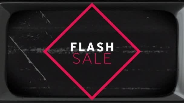 Animación Texto Venta Flash Sobre Fondo Negro Concepto Venta Por — Vídeo de stock