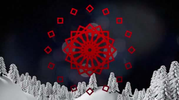 Animation Motif Rouge Déplaçant Sur Des Spots Lumineux Des Paysages — Video