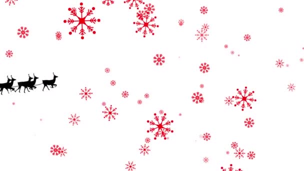 Animación Santa Trineo Con Renos Sobre Fondo Blanco Navidad Invierno — Vídeo de stock