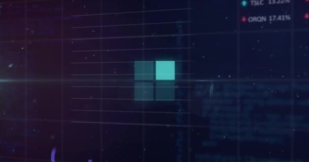 Animation des carrés d'interface numérique chargement des données et traitement des statistiques sur grille. connexions globales, interface numérique et concept de traitement des données vidéo générée numériquement.