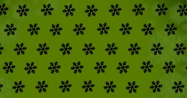 Animation Snowflakes Falling Green Background Christmas Tradition Celebration Concept Digitally — Stock Video