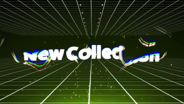 Animation New Collection Text Glowing Wave Grid Shopping Retail Concept — Stock Video