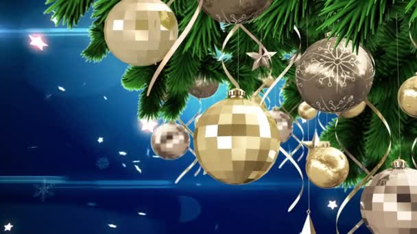 Animazione Nobili Natale Stelle Che Cadono Sfondo Blu Natale Tradizione — Video Stock