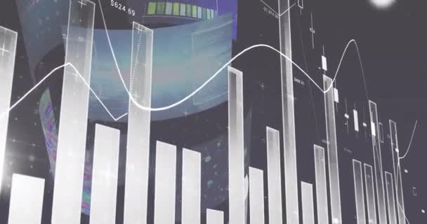 Animace Statistik Zpracování Dat Obrazovkách Globální Připojení Digitální Rozhraní Koncepce — Stock video