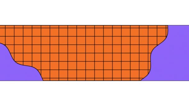 Animação Grade Preta Pontos Formas Roxas Fundo Laranja Branco Movimento — Vídeo de Stock