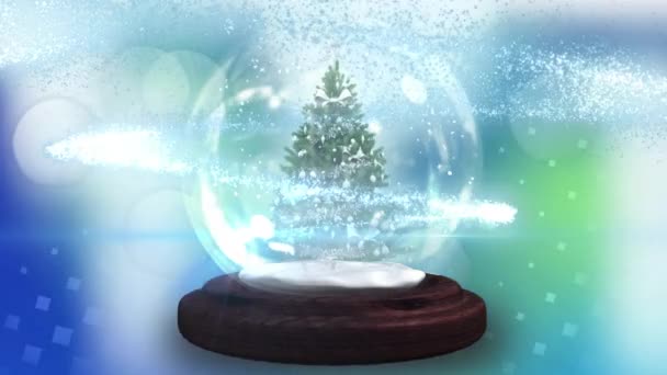 Animation Boule Neige Avec Arbre Noël Sur Des Taches Multicolores — Video