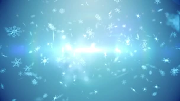 Animazione Neve Che Cade Sfondo Blu Natale Inverno Tradizione Concetto — Video Stock