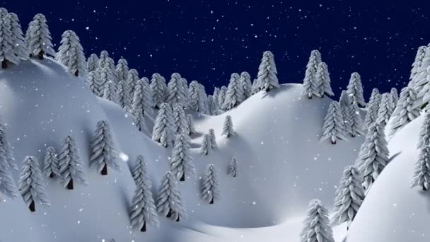 Animation Paysage Hivernal Sur Neige Tombante Noël Tradition Concept Célébration — Video