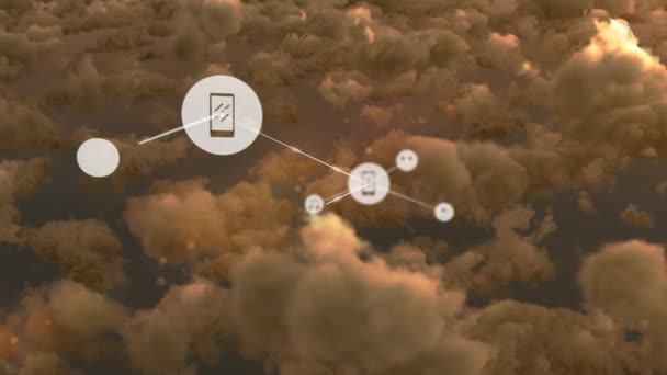 Animación Red Conexiones Con Iconos Sobre Nubes Conexiones Globales Interfaz — Vídeo de stock