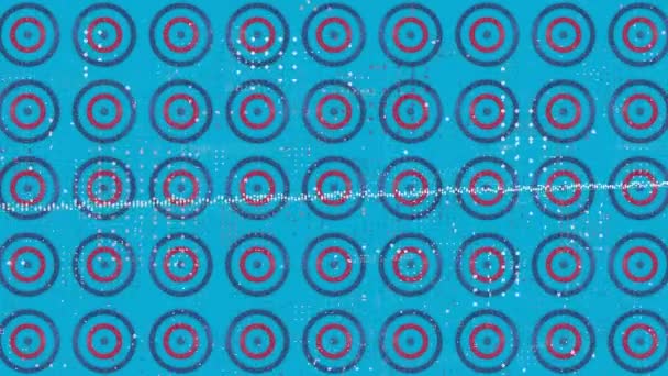 Statistical Data Processing Dots Pattern Stars Spinning Circles Blue Background — Stock Video