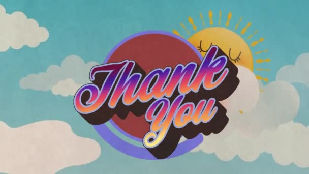 Mavi Gökyüzü Güneş Üzerindeki Teşekkür Mesajının Animasyonu Arka Plan Sosyal — Stok video