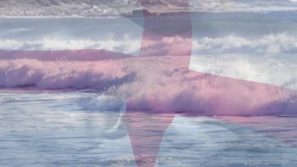 Animation Flag England Waving Waves Sea Patriotism Independence Celebration Concept — Stock Video